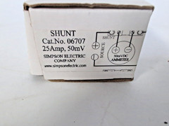 SHUNT CAT 06707 MAXIMUM BOLT TORQUE 50 INCH POUNDS 25Amp 50mV