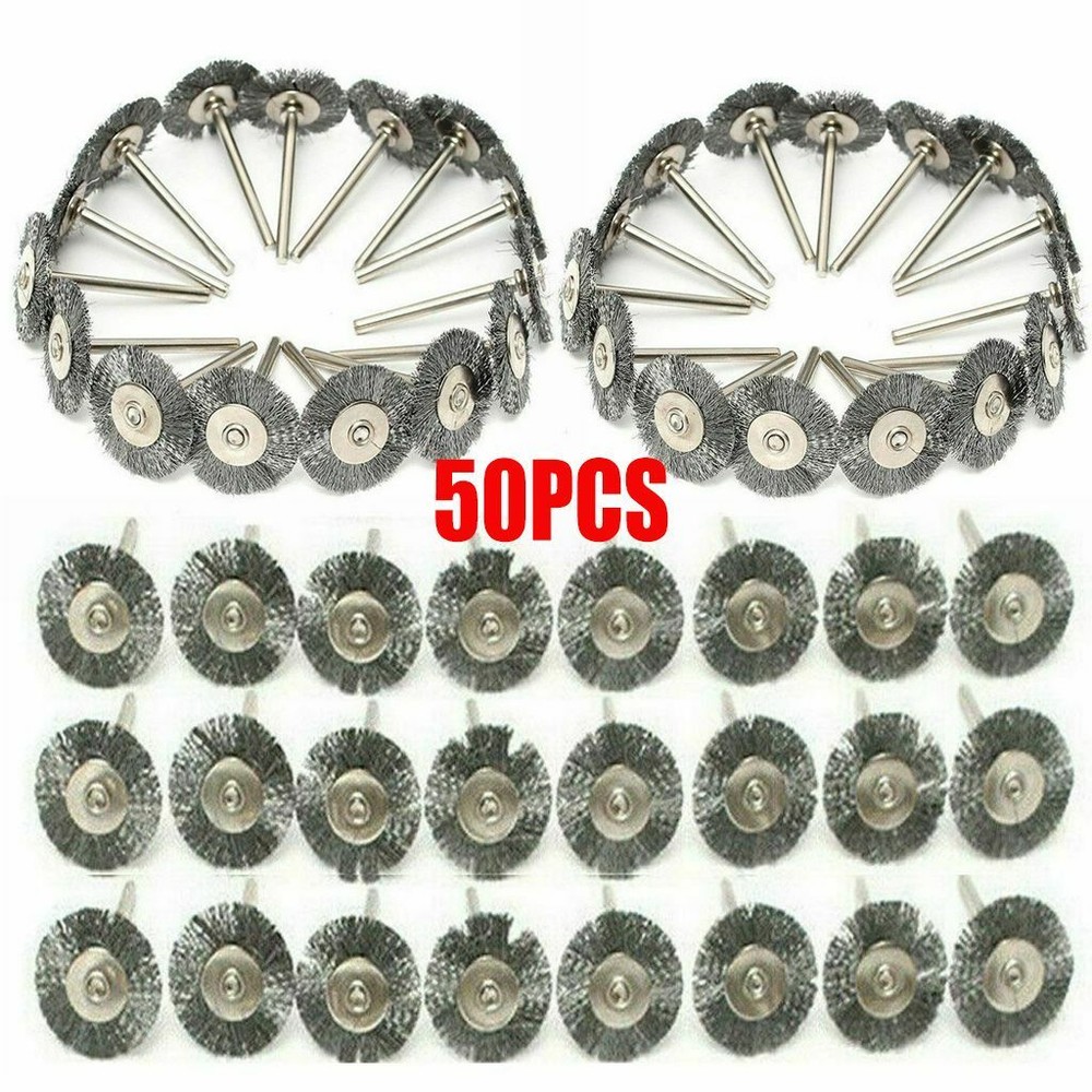 50pc Stainless Steel Wire Brush Fit Dremel Rotary Tool Die Grinder Removal Wheel