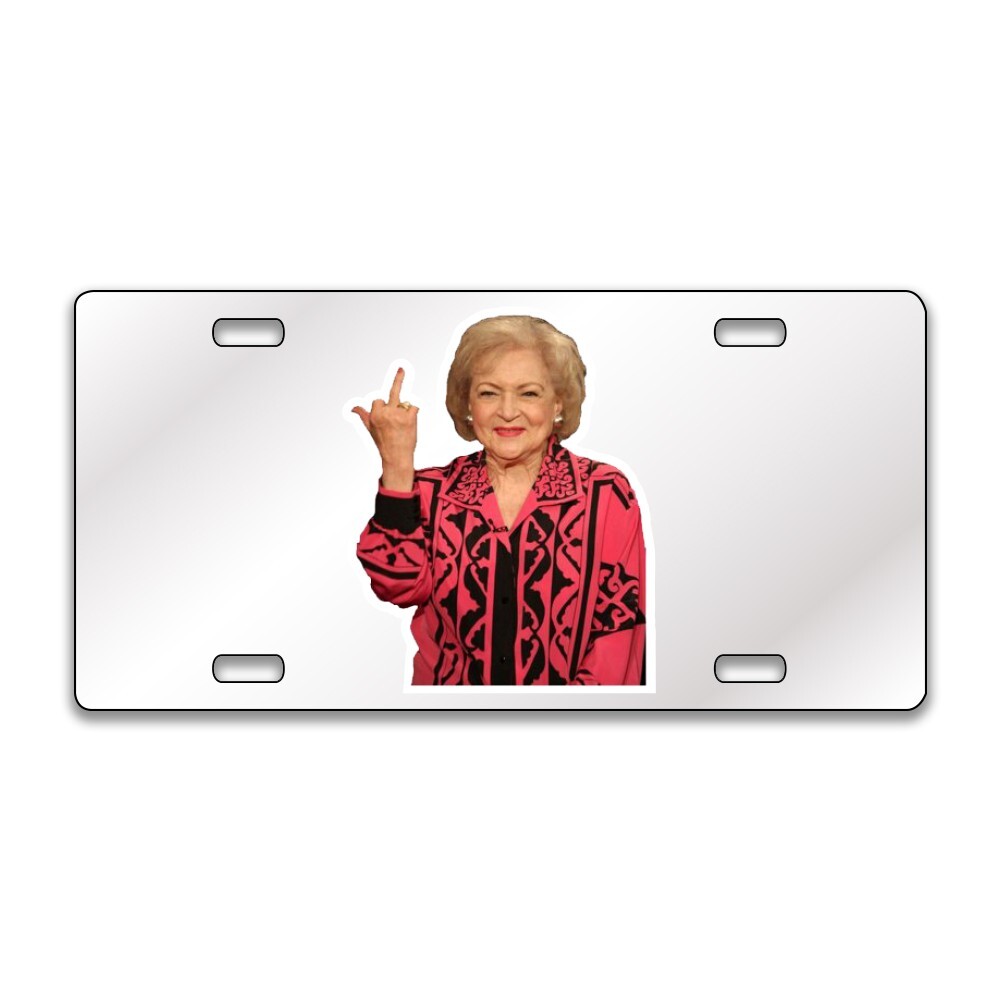 MIDDLE FINGER BETTY FUNNY Chrome or Black Acrylic License Plate CUSTOM LP0056