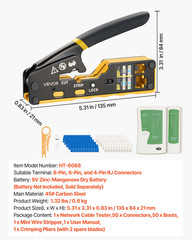 RJ45 RJ11 RJ12 Crimping Tool Kit Ethernet Crimper w/ Tester Plugs