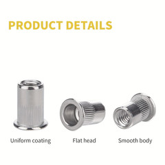 60Pcs 1/4-20 UNC Stainless Steel Rivet Nuts for Automotive and Furniture