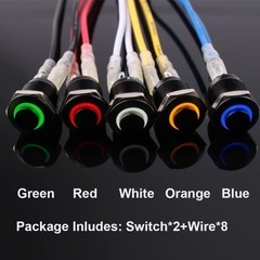 12mm Latching Push Button Switch Metal Shell Black 12V 24V 4 Pin 1NO Waterproof