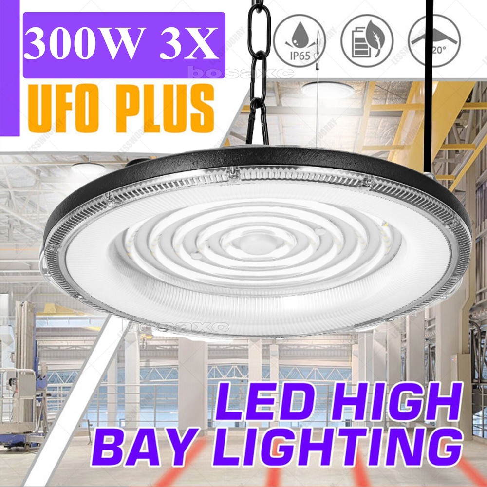 3 Pack 300W Led UFO High Bay Light 300 Watts Commercial Factory Warehouse Light
