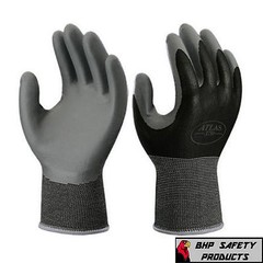 ATLAS FIT 370 SHOWA BLACK X-LARGE NITRILE GARDENING WORK GLOVES, 12-PAIRS