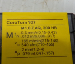 SANDVIK #CCMT 09 T3 12-MR 2025 CoroTurn 107 Indexable Insert for Turning Lot/10