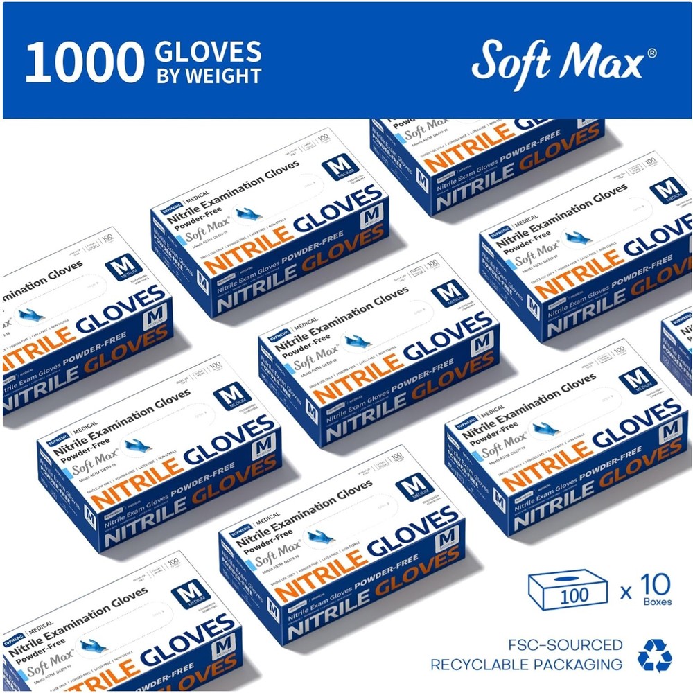 Versatile Nitrile Exam Gloves, 1000 Pcs, Ambidextrous