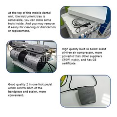 Portable Dental Unit Delivery Unit with Air Compressor Curing Light Scalers