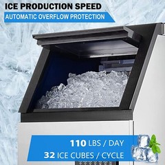 110lb Built-in Commercial Ice Maker Stainless Steel Bar Restaurant Cube Machine