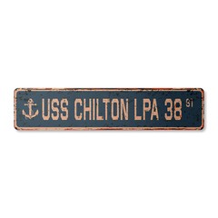 USS CHILTON LPA 38 Vintage Street Sign us navy ship veteran sailor rustic gift