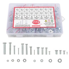 Bolts And Nuts Sets With 1112 Pcs M3/M4/M5/M6 Assortment Kit Screws