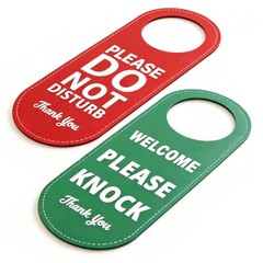 PU Leather Please Do Not Disturb Sign and Welcome Please Knock Sign, Door Knob P