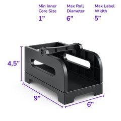 Rollo Thermal Label Holder for Rolls and Fan-Fold Labels – 4 x 6, Black