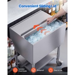 Uimoso 65.1Qt Commercial Ice Bin 24 x 19in Underbar Ice Storage with Sliding Lid