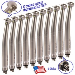 10X KaV Style Dental Fiber Optic LED High Speed Handpiece Internal 3 Spray 4Hole
