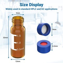 2ml Autosampler Vials 1000 Packs HPLC Vial 9-425 Amber Vial with Blue Screw Caps
