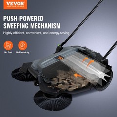 VEVOR Walk-behind Hand Push Floor Sweeper 25.6″ Width 5 Gallon Waste Container