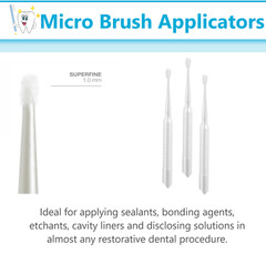 Dental Microbrush Micro Brush Applicator Tips 1.0mm Super Fine, White, 400/Pk
