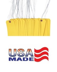 100 pcs of 4 3/4″ x 2 3/8″ Size 5 Yellow Cardstock Hang Tag Tags with Wire 13 Pt