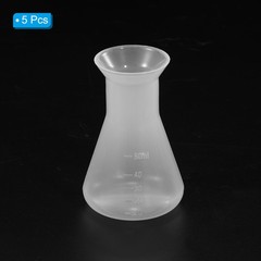 50ml Plastic Erlenmeyer Flask, 5 Pack Wide Mouth Conical Flask