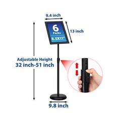 VAIIGO 6Packs 8.5×11 Inch Adjustable Pedestal Poster Sign Stand, Heavy Duty F…