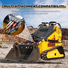New 24HP Mini Skid Steer Loader 4-in-1 Bucket 3-Stage Pump Hydraulic System