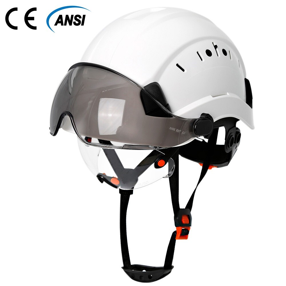Construction Safety Helmet With Visor Built In Goggles Hard Hat ANSI Work Cap