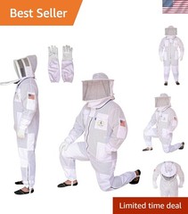 Heavyweight 3 Layer Bee Suit with Round Veil, Fencing Veil & Sting-Proof Gloves