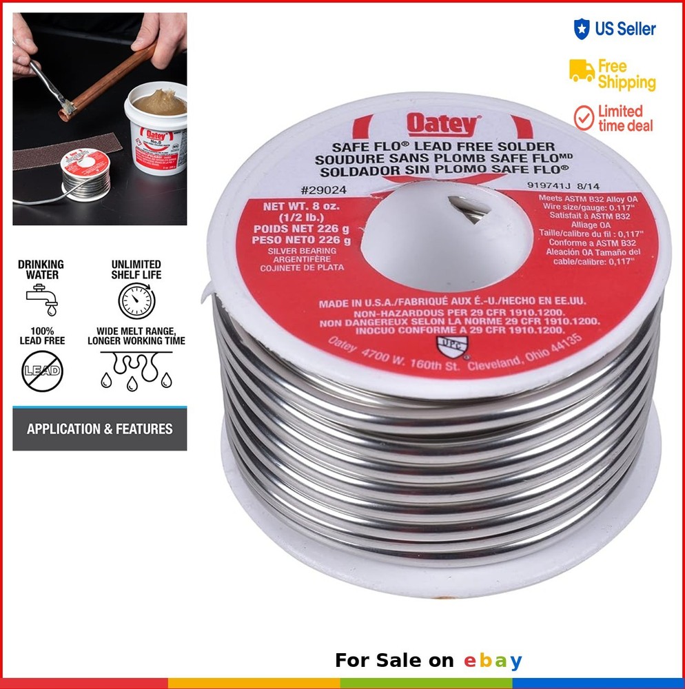 Lead-Free Plumbing Solder Wire 0.084 Inch Gauge 1/2 lb. Silver Bearing Copper