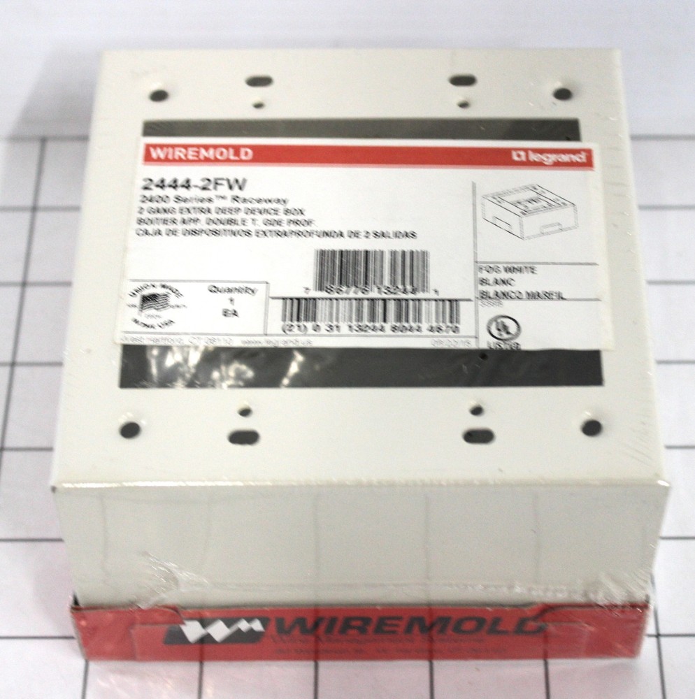WIREMOLD 2444-2FW 2400 SERIES 2 GANG EXTRA DEEP DEVICE BOX FOG WHITE