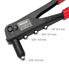 DURATECH 4-in-1 Rivet Gun with 100 Rivets – 3/32″ 1/8″ 5/32″ 3/16″ Heavy Duty