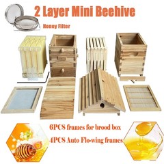 MIni 10X Beehive Bee hive Frames + Beekeeping Brood Fir Box & Bee Honey Filter