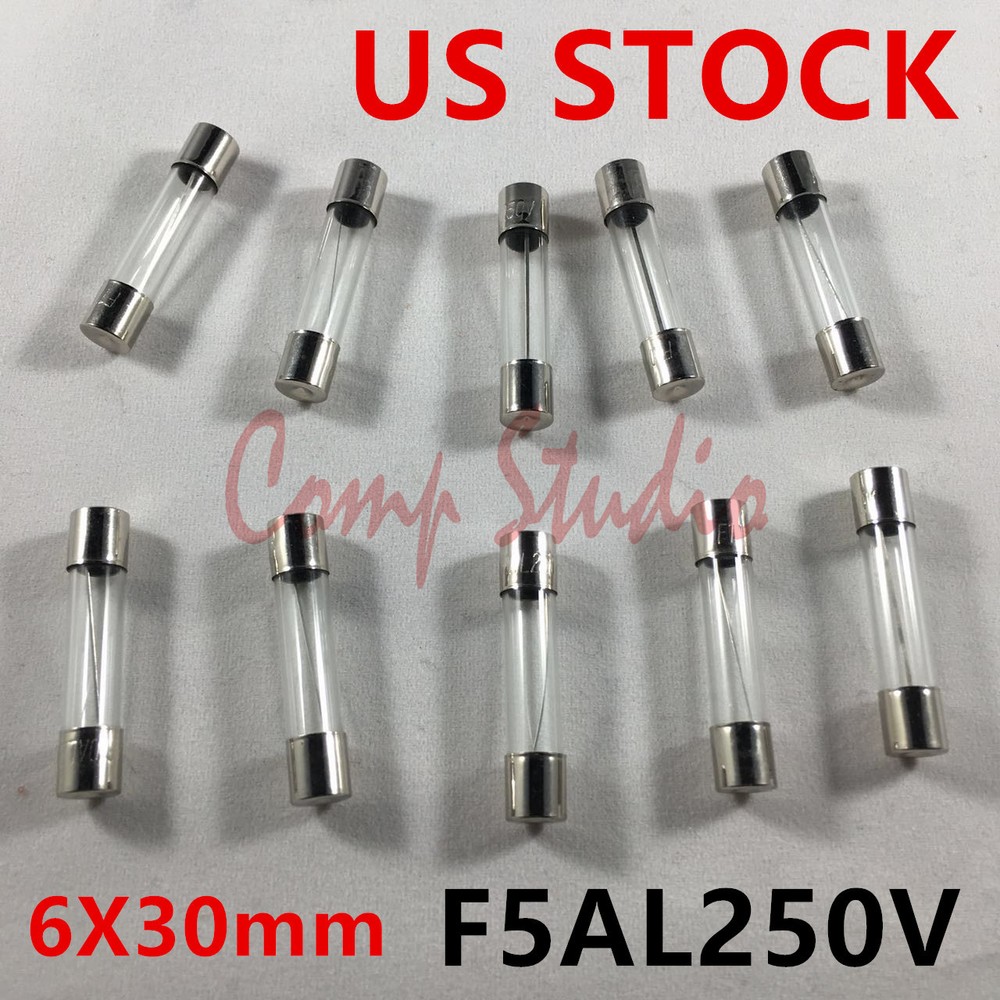 10pcs/lot F5AL250V 5A 250V Fast-Blow Fuse 5 amp Quick Glass Tube 6X30mm