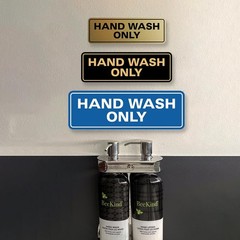1 PCS Standard Hand Wash Only Sign Kitchen Sink Wall Door Small Black Gold