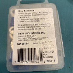 (3) IDEAL Ring Terminals 83-2241 BOXS- Vinyl Insulated, #16-#14 AWG (600V), #10