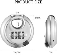 CINCINNO’S 2 Packs 4 Digit Combination Locks Stainless Steel Disc Lock Combo