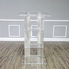 Clear Acrylic Plexiglass Podium Curved Sides Pulpit Lectern Conference