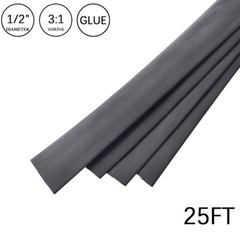 3:1 Heat Shrink Tube-1/2″ Black Dual Wall Marine Adhesive Glue Lined Waterproof