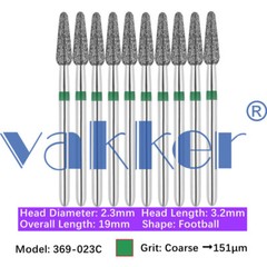 10pc/pk Diamond Burs Shape Football Diamond Bur Super Fine Medium Coarse