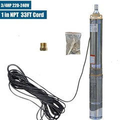 1HP 4″ Deep Well Submersible Pump 220V 37GPM 207FT Max 100ft Cord w/Control box