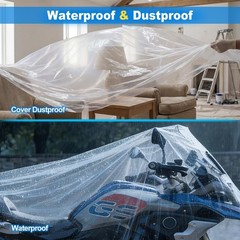 6 Pack Plastic Drop Cloths for Painting 9x12ft – Disposable Premium Plastic T…