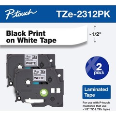 Genuine P-Touch, TZe-231 2 Pack Tape (TZE2312PK) ½”(0.47”) x 26.2 ft. (8m) 2-Pac