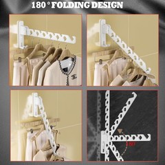 Wall Mount Coat Hanger Holder White Clothes Drying Organizer Rack Garment Hoo…