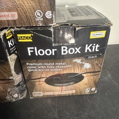 Hubbell Raco Floor Box Kit 6239BK Black Round Metal Cover Recessed Outlets Lot 3