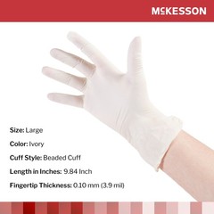 McKesson Stretch Vinyl Exam Glove Standard Cuff Length LARGE 100 per Box