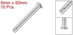 Single Hole Clevis Pins,6mm x 50mm Flat Head Zinc-Plating Steel 10 Pcs