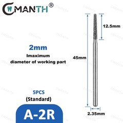 Dental Low Diamond Bur Teeth Polishing For Low Speed Handpiece HP Dia.2.35mm 5Pc