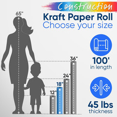 18″ X 1200″ (100 Ft) Usa-Made Multi-Color Construction Paper Rolls, 45 Lbs/66 GS