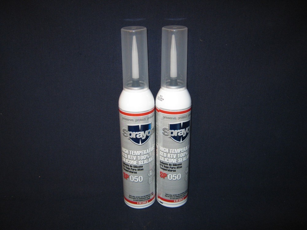 TWO {2} SPRAYON SP050 8 OZ HIGH TEMP RED RTV 100% SILICONE SEALANT-FREE SHIP-BN8