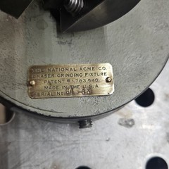 The National Acme Co. Chaser Grinding Fixture – Pat. 1,783,540 – Steel