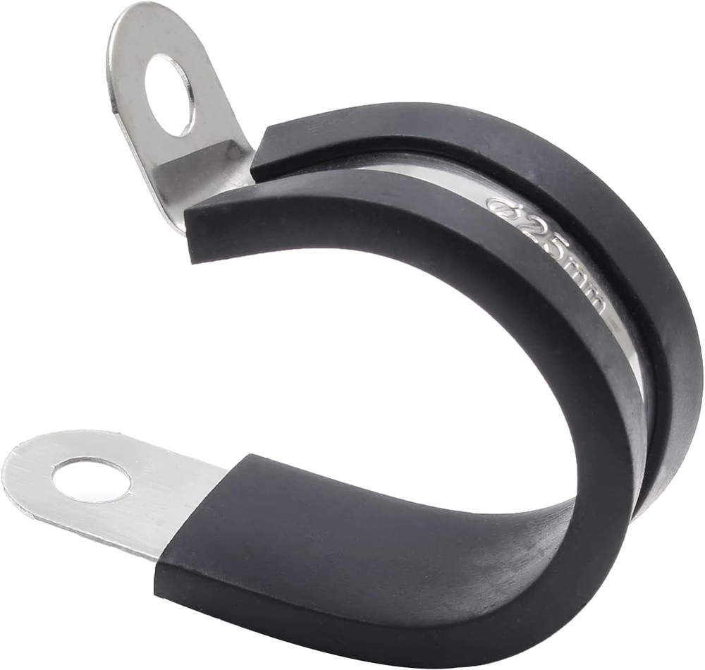 12pcs 1 inch (25mm) Cable Clamps, Stainless Steel Wire 1 inch-12pcs, Black